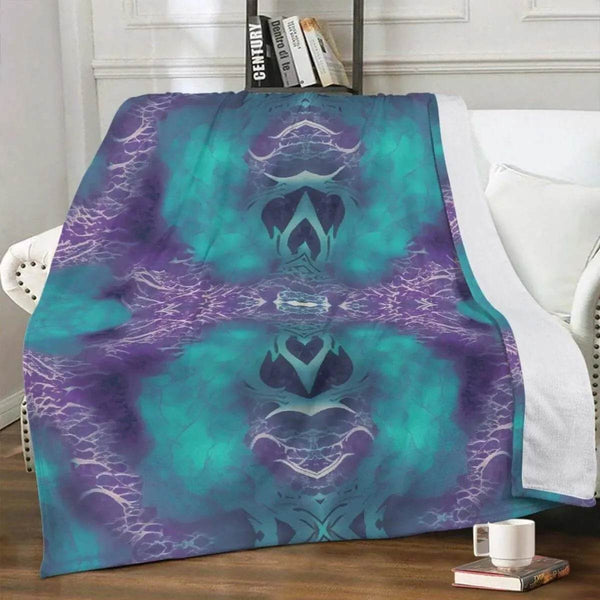 Teal & Purple Fleece Blanket - Gaming, Sports & Calm Comfort - Iron Phoenix GHG
