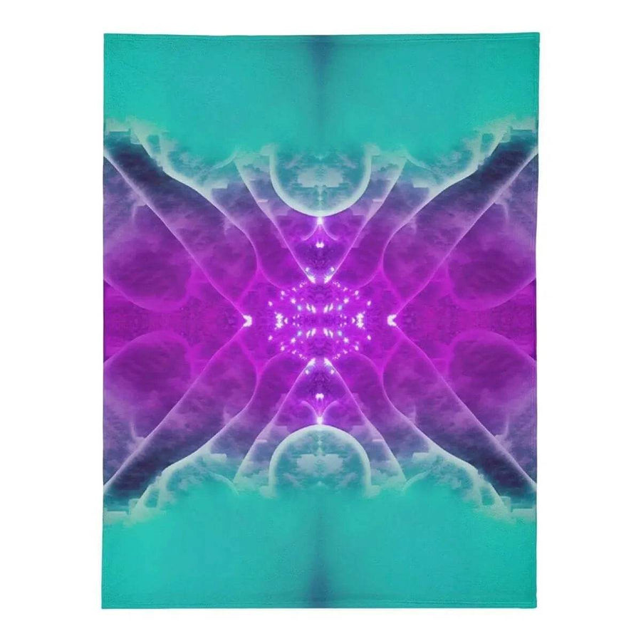Sacred Geometry Blanket | Teal Purple Yoga Gaming Throw - Iron Phoenix GHG