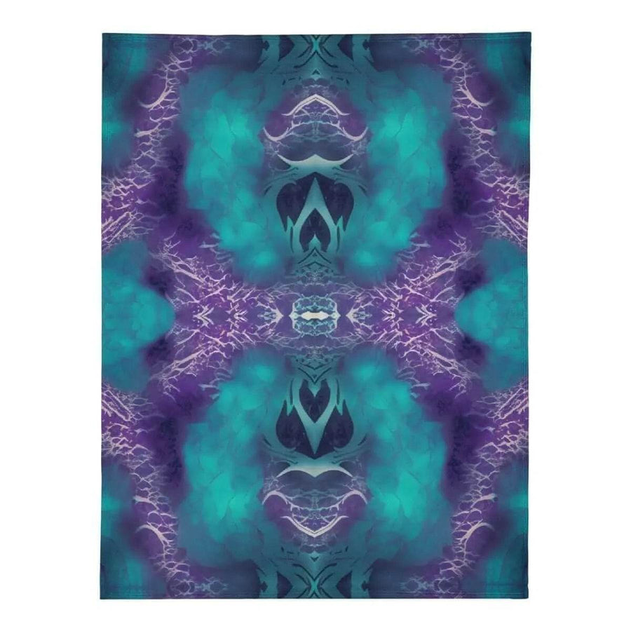 Dragon Heart Fleece Blanket | Teal Purple Abstract Throw - Iron Phoenix GHG