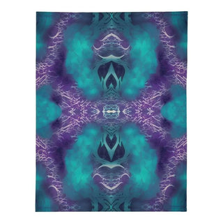 Dragon Heart Fleece Blanket | Teal Purple Abstract Throw - Iron Phoenix GHG