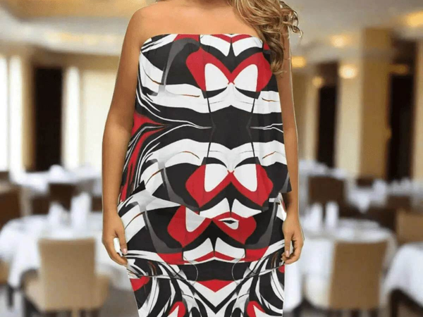 "Kinetic Swirl" Abstract Print Wrap Dress| Iron Phoenix GHG