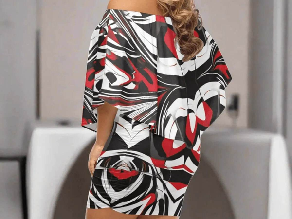 "Kinetic Swirl" Abstract Print Wrap Dress| Iron Phoenix GHG