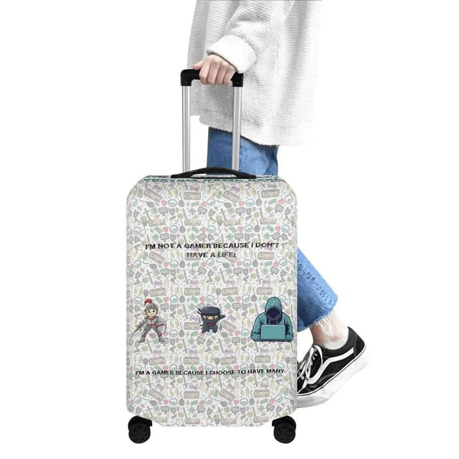 Gamer Slogan Luggage Cover | Funny Travel Protector - Iron Phoenix GHG