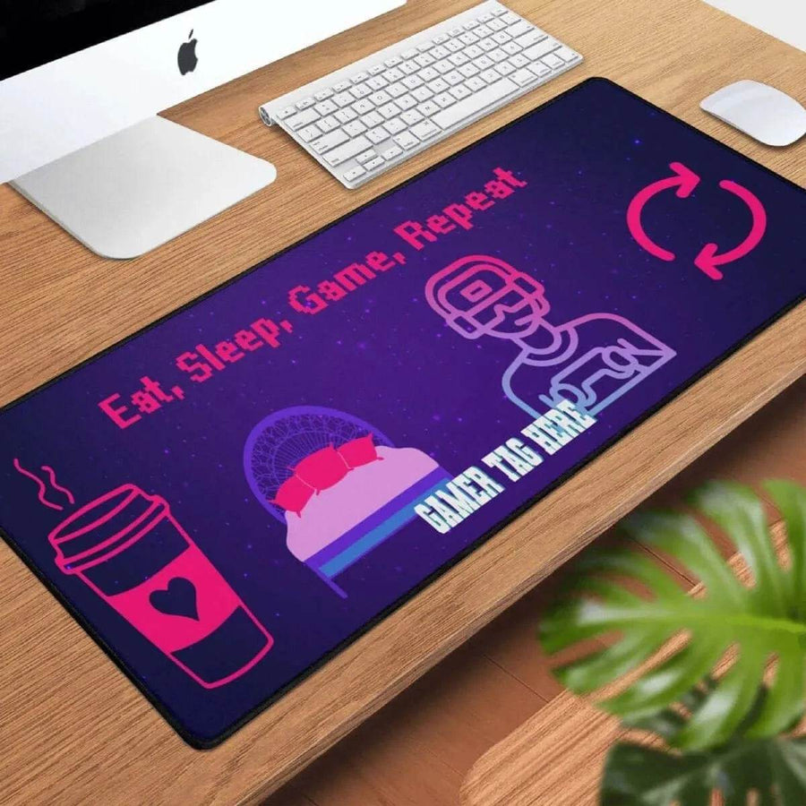 Custom Gamer Desk Mat | Eat Sleep Game Repeat Mouse Pad - Iron Phoenix GHG