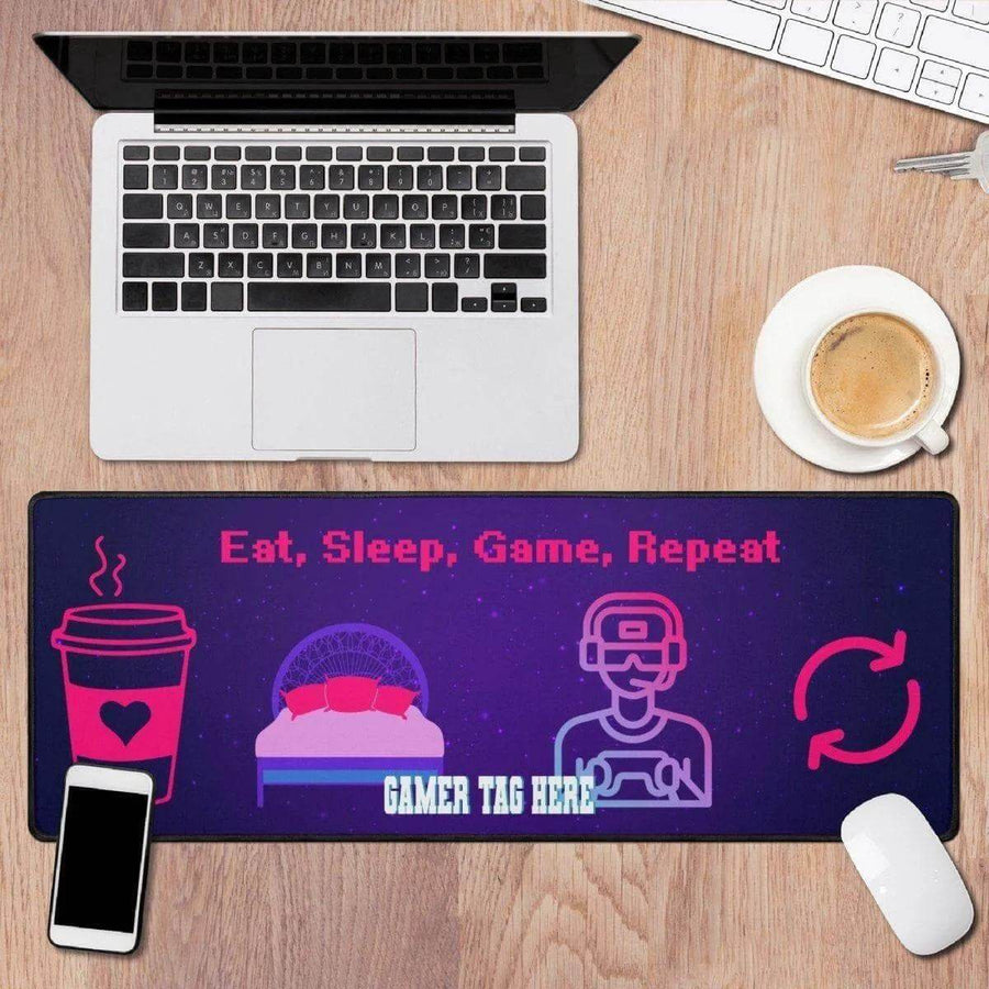 Custom Gamer Desk Mat | Eat Sleep Game Repeat Mouse Pad - Iron Phoenix GHG