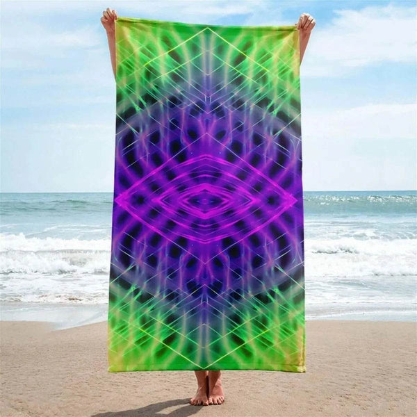 Vibrant Purple and Neon Green Pool and Spa Beach Towel - Iron Phoenix GHG
