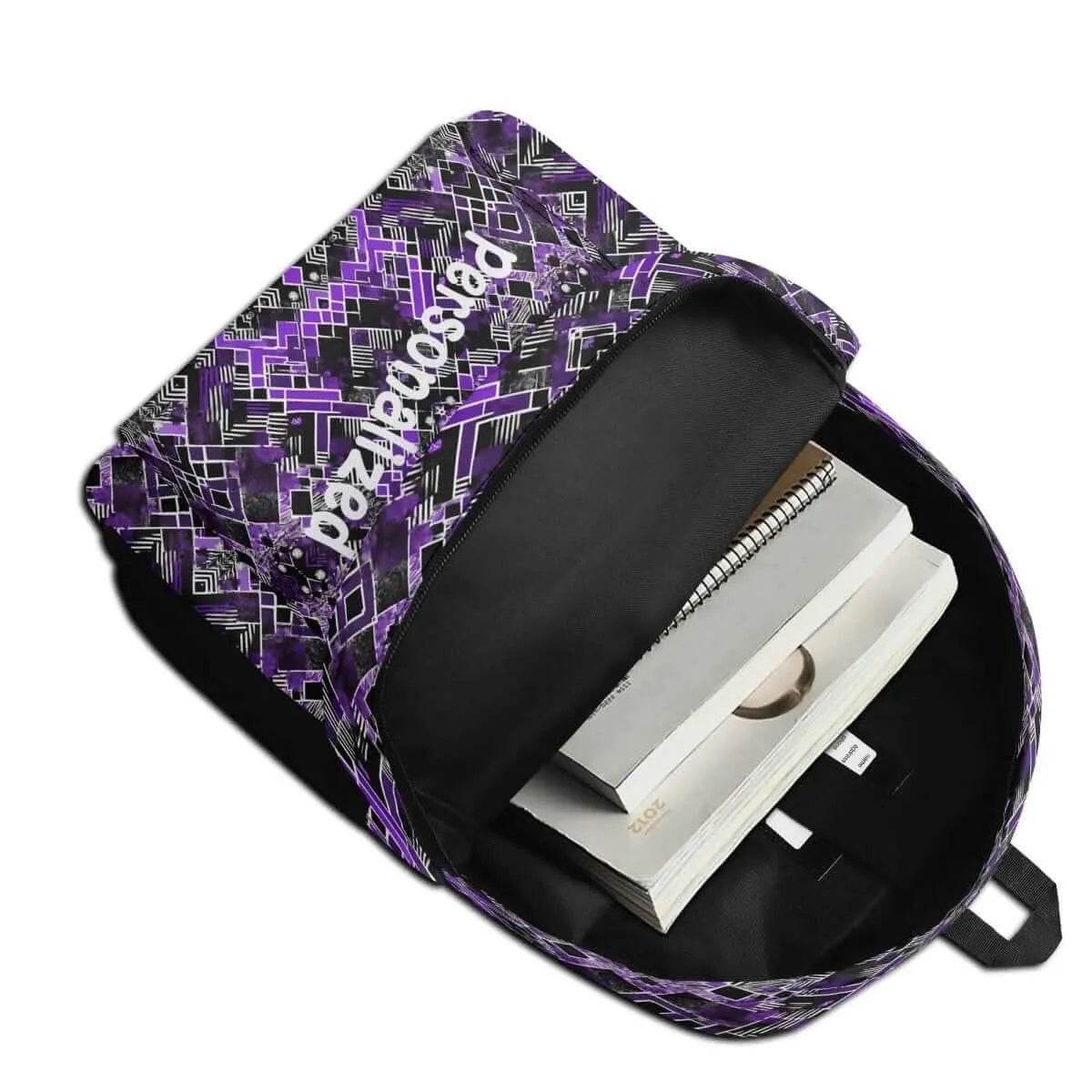 Vintage Purple and Black Backpack Stylish Retro Design for Everyday Use - Iron Phoenix GHG
