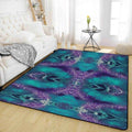 Vivid Whirls Abstract Teal and Purple Area Rug | Home Decor - Image 1