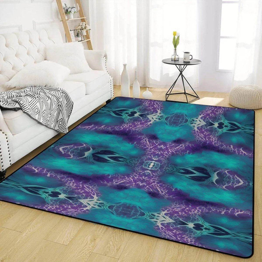 Vivid Whirls Abstract Teal and Purple Area Rug | Home Decor - Iron Phoenix GHG