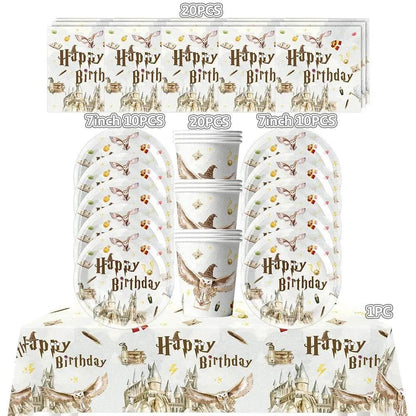 White Gold Party Tableware Set - Eco Gamer Birthday Gear - Iron Phoenix GHG