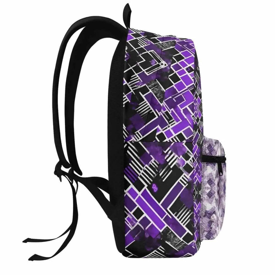Purple Geometric Backpack | Modern Gamer School Bag - Iron Phoenix GHG