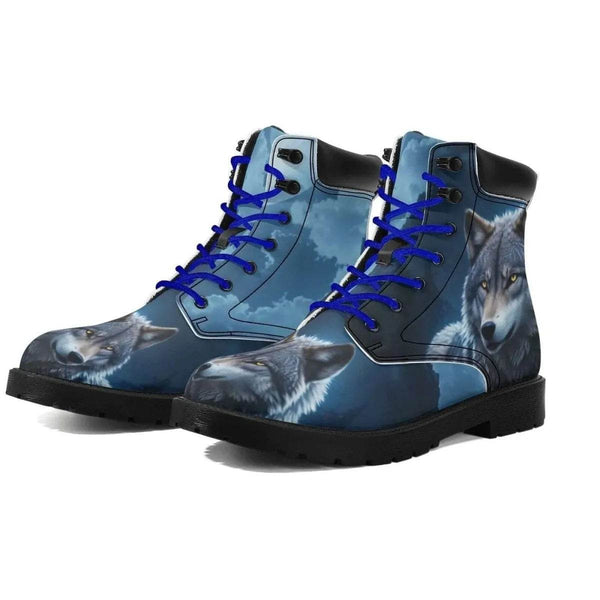 Wolf Print Artistic Boots for Wildlife Lovers and Nature Enthusiasts - Iron Phoenix GHG