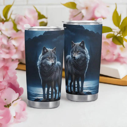Wolf Tumbler, Blue Moon, Eco-Friendly Gaming Style - Iron Phoenix GHG