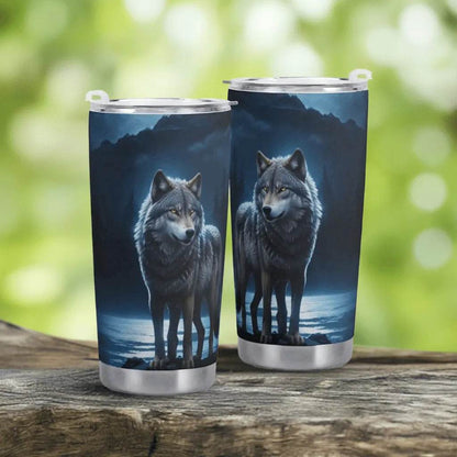Wolf Tumbler, Blue Moon, Eco-Friendly Gaming Style - Iron Phoenix GHG