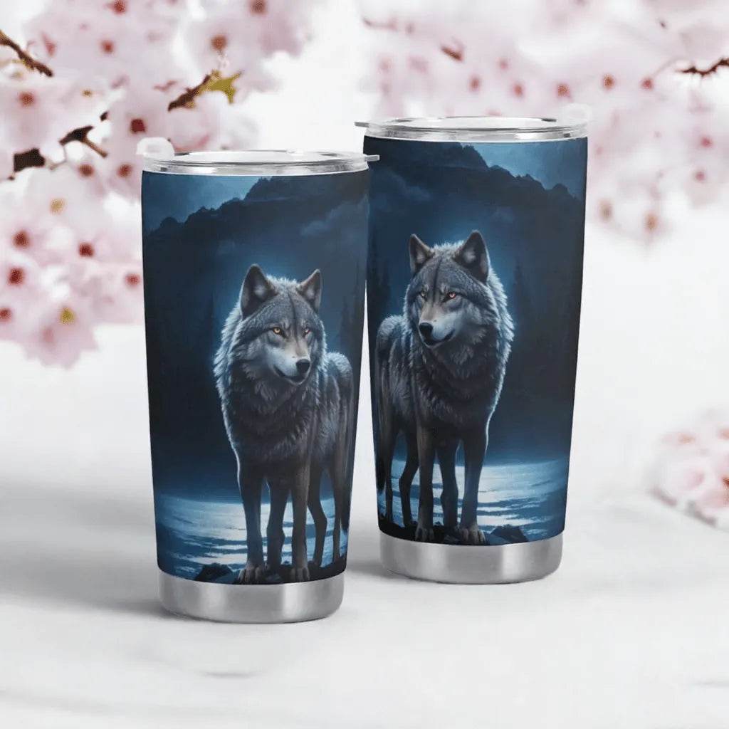 Wolf Tumbler, Blue Moon, Eco-Friendly Gaming Style - Iron Phoenix GHG