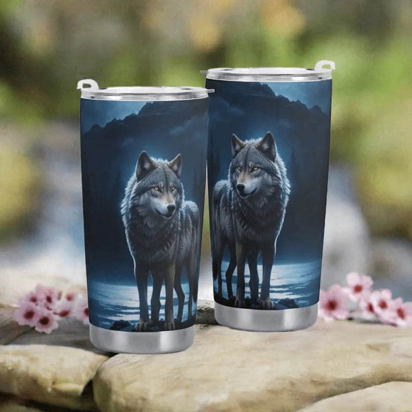 Wolf Tumbler, Blue Moon, Eco-Friendly Gaming Style - Iron Phoenix GHG