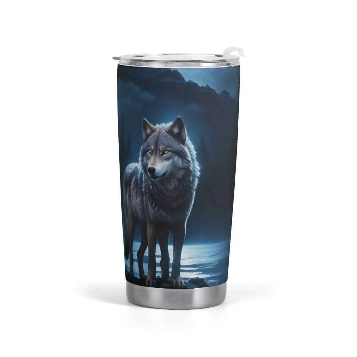 Wolf Tumbler, Blue Moon, Eco-Friendly Gaming Style - Iron Phoenix GHG