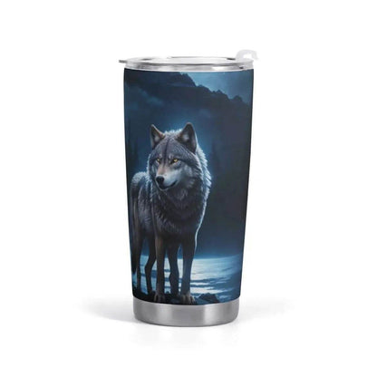 Wolf Tumbler, Blue Moon, Eco-Friendly Gaming Style - Iron Phoenix GHG