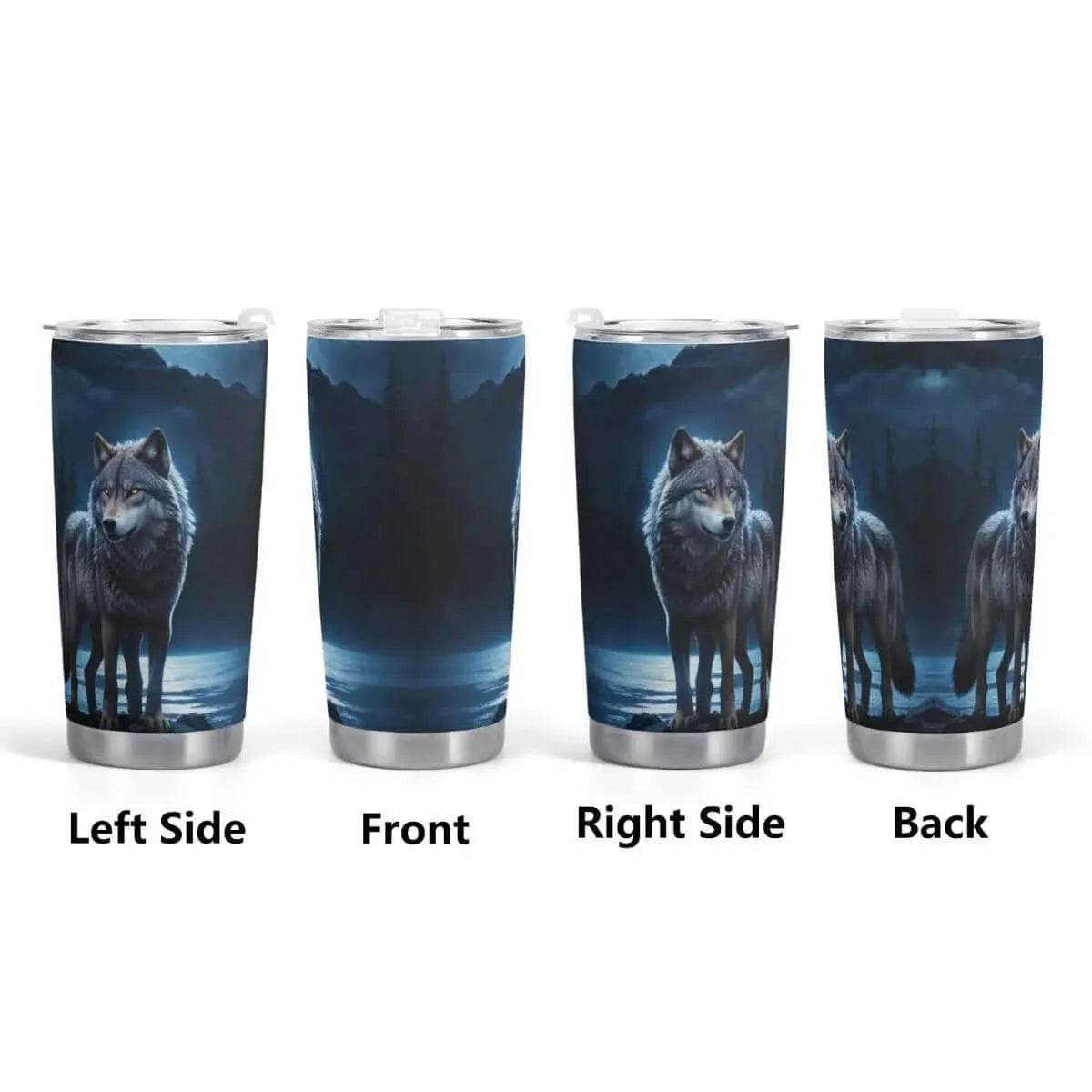 Wolf Tumbler, Blue Moon, Eco-Friendly Gaming Style - Iron Phoenix GHG