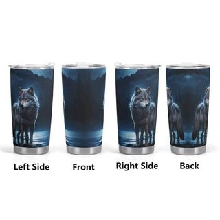 "Blue Moon" Wolf Travel Mug | Iron Phoenix GHG - Iron Phoenix GHG
