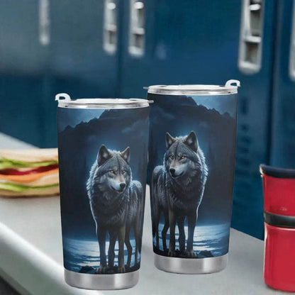 Wolf Tumbler, Blue Moon, Eco-Friendly Gaming Style - Iron Phoenix GHG