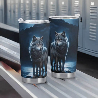 Wolf Tumbler, Blue Moon, Eco-Friendly Gaming Style - Iron Phoenix GHG