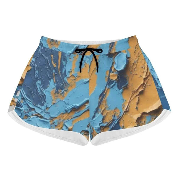 Womens Beach Shorts with Vibrant Splatter Paint Design - Iron Phoenix GHG