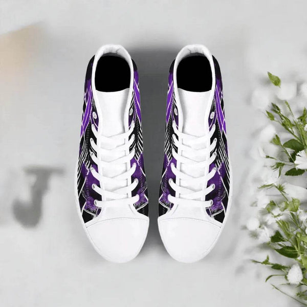 Women’s High Top Sneakers - Purple, Black, White - Iron Phoenix GHG