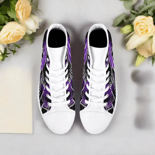 Women’s High Top Sneakers - Purple, Black, White - Iron Phoenix GHG