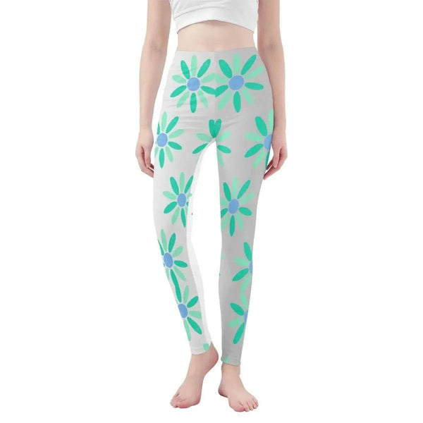 Womens Yoga Leggings in Teal Grey - Stylish Activewear for Comfort Performance - Iron Phoenix GHG
