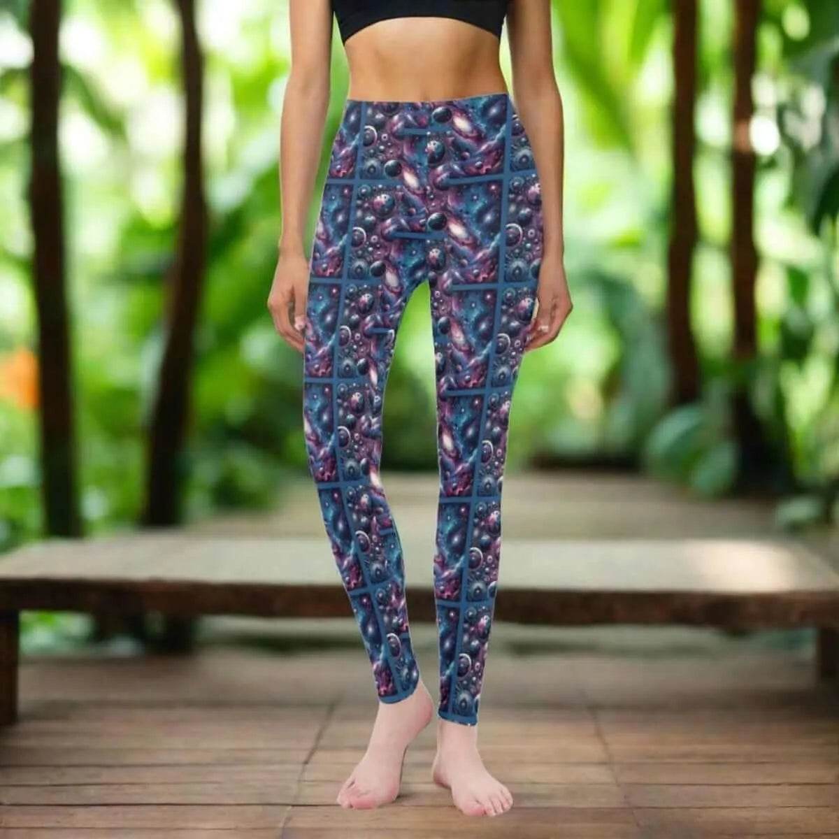 Cosmic Planets Print Leggings | Sci-Fi Yoga Gaming Tights