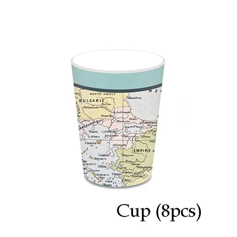 World Map Party Supplies Disposable Tableware Set - Gamer Party Gear - Iron Phoenix GHG