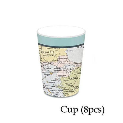World Map Party Supplies Disposable Tableware Set - Gamer Party Gear - Iron Phoenix GHG