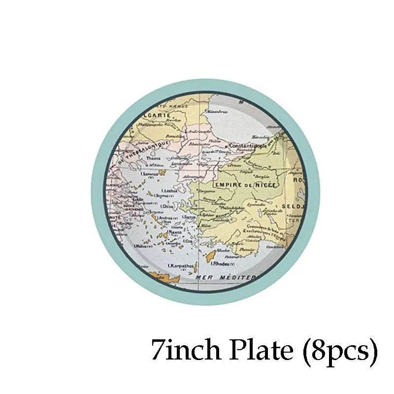 World Map Party Supplies Disposable Tableware Set - Gamer Party Gear - Iron Phoenix GHG