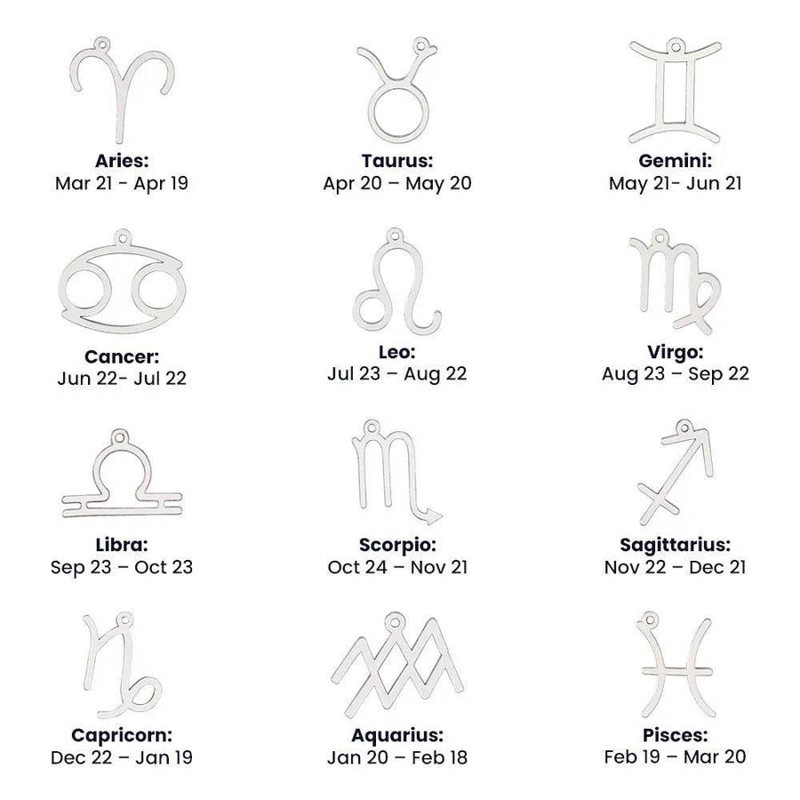 Zodiac Sign Necklace (Gold & Silver) | 12 Signs, Durable - Iron Phoenix GHG