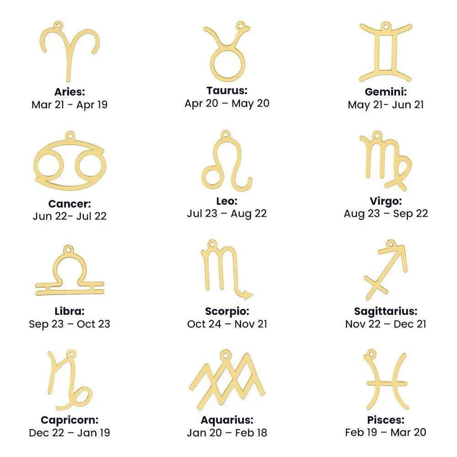 Zodiac Sign Necklace (Gold & Silver) | 12 Signs, Durable - Iron Phoenix GHG